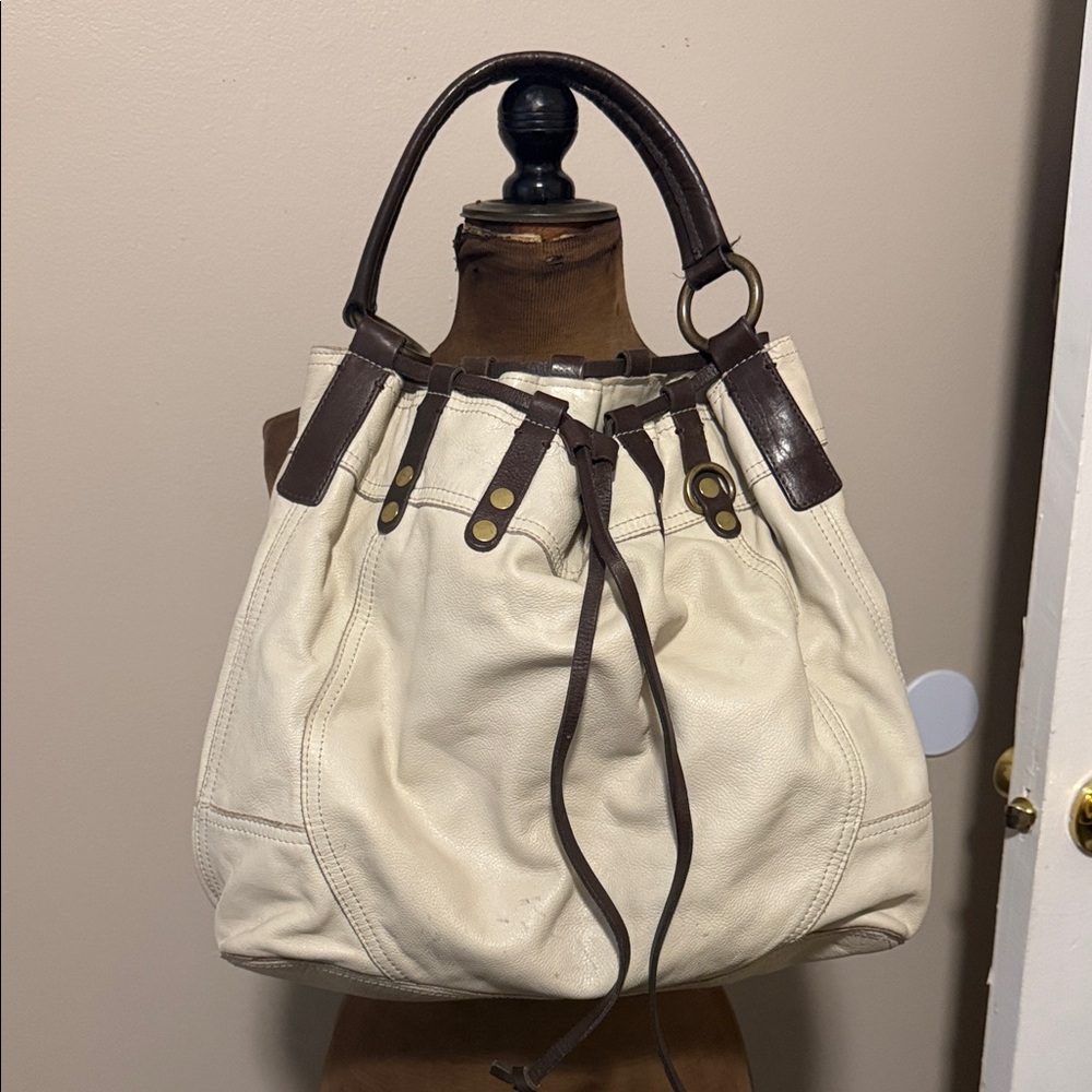 Lucky Brand Cream and Brown Shoulder Bag